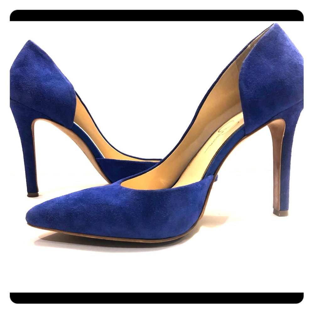 Jessica Simpson 8.5 Blue suede leather heels🥰